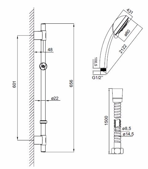 Гарнитур душевой IDDIS  TSH1501  