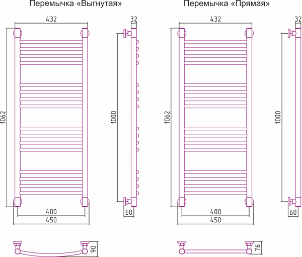 Полотенцесушитель водяной Сунержа БОГЕМА+ 00-0221-1040 1000х400 