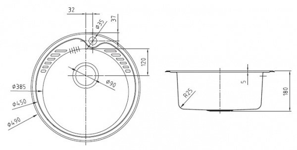 Мойка кухонная из нержавеющей стали IDDIS SUNO SUN49P0i77 49*49 см.  Мойка кухонная из нержавеющей стали IDDIS SUNO SUN49P0i77 49*49 см.