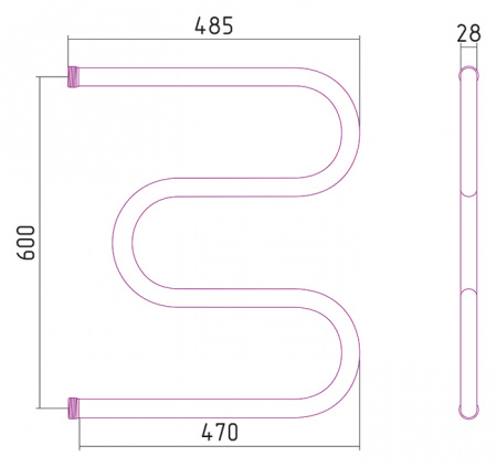 Полотенцесушитель водяной Стилье М-образный 00004-6050 600х500 