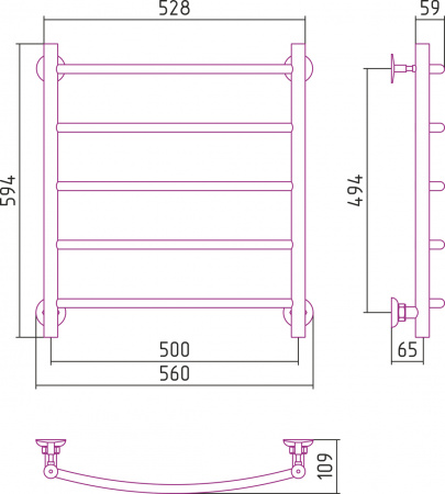 Полотенцесушитель водяной Стилье ВЕРСИЯ-Н2  00622-6050 600х500 