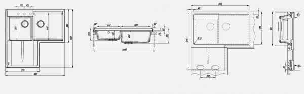 Мойка кухонная керамогранитная Florentina АДРИЯ 20.380.L0960.303 96*96 см. мокко