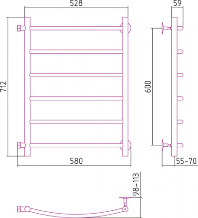 Полотенцесушитель водяной Стилье ВЕРСИЯ-Б2  00612-6050 600х500 
