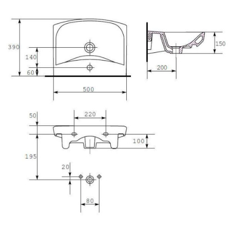 Раковина Cersanit CARINA S-UM-CAR50/1-w 50 