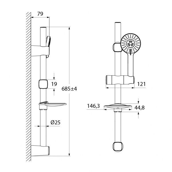 Гарнитур душевой IDDIS  PON5F00i16  