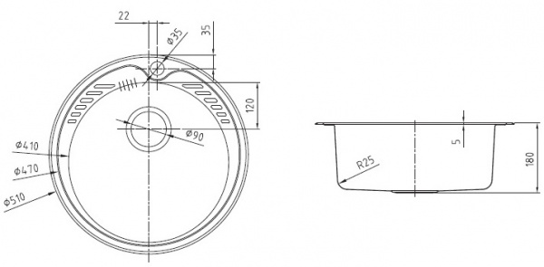 Мойка кухонная из нержавеющей стали IDDIS SUNO SUN51S0i77 51*51 см.  Мойка кухонная из нержавеющей стали IDDIS SUNO SUN51S0i77 51*51 см.