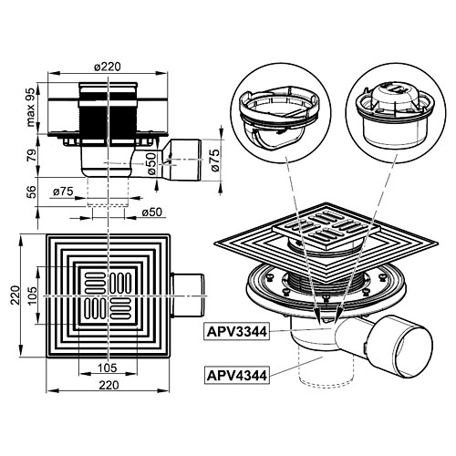 Трап сливной Alcaplast  APV4344   Трап сливной Alcaplast  APV4344