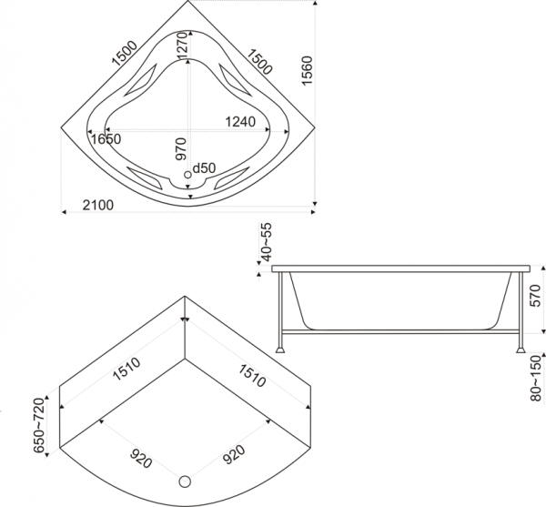 Ванна акриловая BAS ИМПЕРИАЛ В 00012 150x150 см.  Ванна акриловая BAS ИМПЕРИАЛ В 00012 150x150 см.