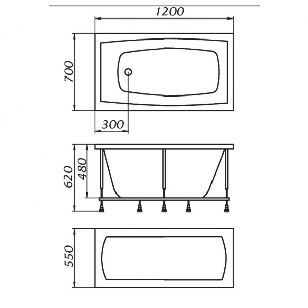 Ванна акриловая 1Marka VIOLA 01ви1270 120x70 см. 