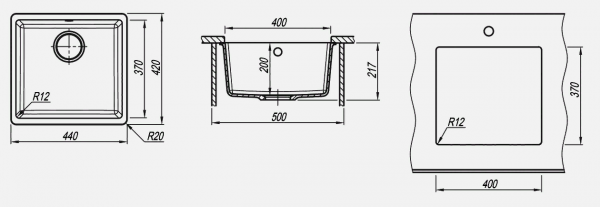 Мойка кухонная керамогранитная Florentina ВЕГА 400 22.315.C0400.201 44*42 см. жасмин