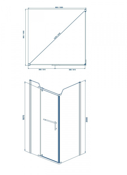 Душевой уголок Mirsant ARENA SQUARE  90x90 см. 