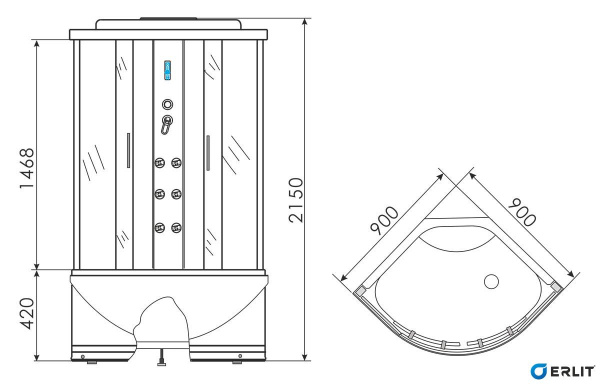 Душевая кабина Erlit  ER2509TP-C3-RUS 90x90 см.  Душевая кабина Erlit  ER2509TP-C3-RUS 90x90 см.