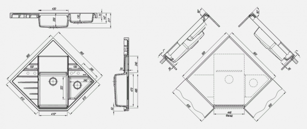 Мойка кухонная керамогранитная Florentina БОМБЕЙ 20.375.J0900.302 90*61 см. антрацит
