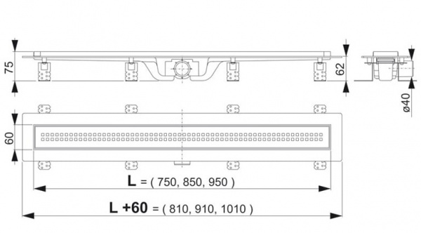 Душевой канал Alcaplast  APZ9-950M с решеткой  Душевой канал Alcaplast  APZ9-950M с решеткой