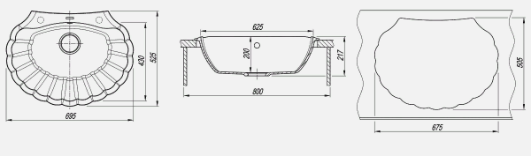 Мойка кухонная керамогранитная Florentina ГРЕБЕШОК 20.345.E0695.201 69,5*52,5 см. жасмин