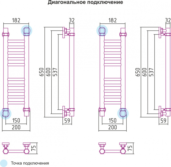 Полотенцесушитель водяной Сунержа БОГЕМА+ 00-0220-6015 600х150 