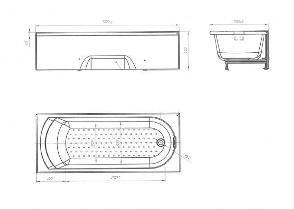 Ванна акриловая 1Marka LILY 01лил1770 170x70 см. 