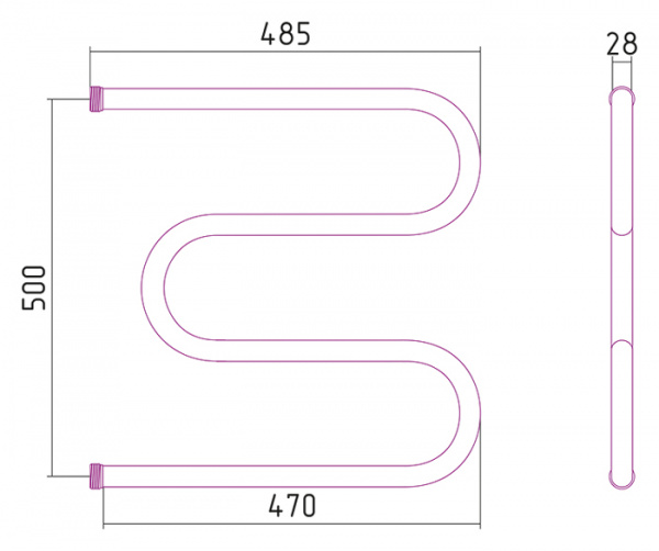 Полотенцесушитель водяной Стилье М-образный 00004-5050 500х500 