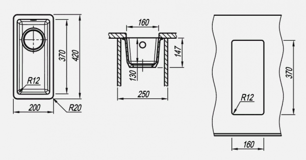 Мойка кухонная керамогранитная Florentina ВЕГА 160 22.300.00160.104 20*42 см. бежевый