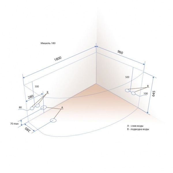 Ванна акриловая Triton МИШЕЛЬ  180х95 правая 